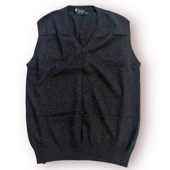 Cashmere Boutique 100% Cashmere Vest Men’s Size XL Charcoal Grey V-Neck Gray - Picture 1 of 5